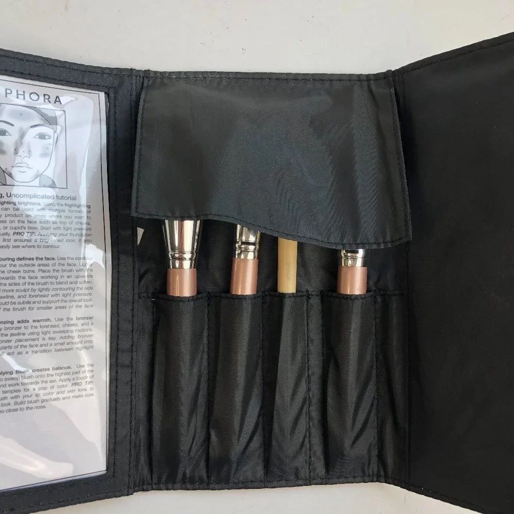 Sephora Brush Set in Case - Bronzer Blush & Highlighting & Ecco Tools Duo Brush